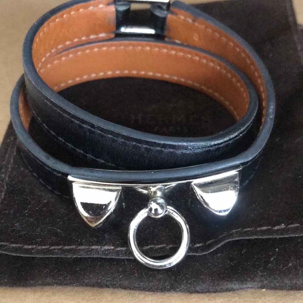 Hermès Black Rivale Double Wrap Bracelet
